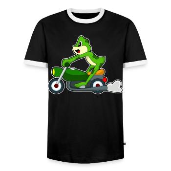 Frog Motorcycle - Men's Ringer Shirt - black/white - Front - AI Model Female 172 light (172cm) & AI Model Male 178 light (178cm)