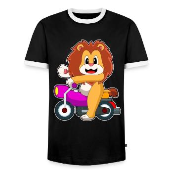 Lion Motorcycle - Men's Ringer Shirt - black/white - Front - AI Model Female 172 light (172cm) & AI Model Male 178 light (178cm)