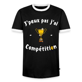 J peux pas j ai Compétition - T-shirt contrasté Homme - noir/blanc - Devant - AI Model Female 172 light (172cm) & AI Model Male 178 light (178cm)