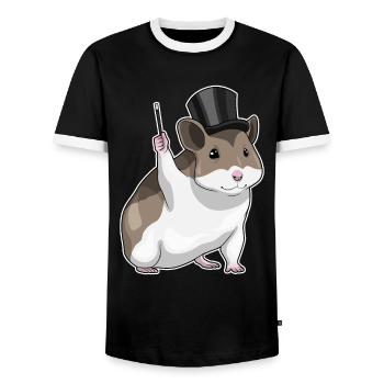 Hamster Wizard Wand - Men's Ringer Shirt - black/white - Front - AI Model Female 172 light (172cm) & AI Model Male 178 light (178cm)