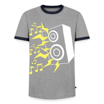Lautsprecher und Musik - Männer Kontrast-T-Shirt - Grau/Navy  - Vorne - AI Model Female 172 light (172cm) & AI Model Male 178 light (178cm)