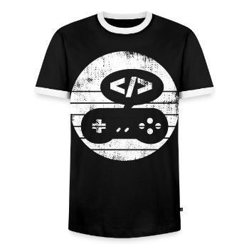 Spieleentwickler - Männer Kontrast-T-Shirt - Schwarz/Weiß - Vorne - AI Model Female 172 light (172cm) & AI Model Male 178 light (178cm)