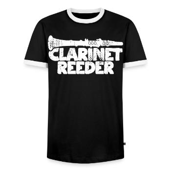 Mouthpiece clarinet - Men's Ringer Shirt - black/white - Front - AI Model Female 172 light (172cm) & AI Model Male 178 light (178cm)