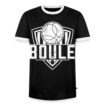 Boule boule boules pour bouler pétanque - T-shirt contrasté Homme - noir/blanc - Devant - AI Model Female 172 light (172cm) & AI Model Male 178 light (178cm)