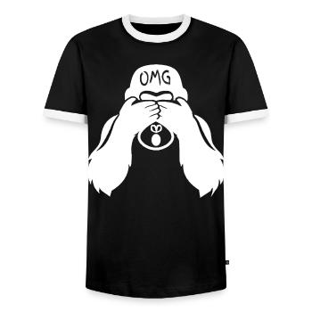 Witziger Gorilla OMG Affe - Männer Kontrast-T-Shirt - Schwarz/Weiß - Vorne - AI Model Female 172 light (172cm) & AI Model Male 178 light (178cm)