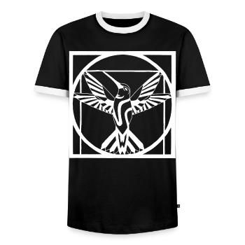 Vitruvian white bird - Men's Ringer Shirt - black/white - Front - AI Model Female 172 light (172cm) & AI Model Male 178 light (178cm)