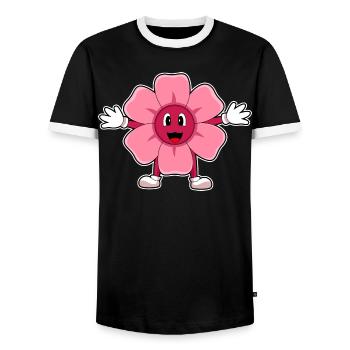 Fleur drôle - T-shirt contrasté Homme - noir/blanc - Devant - AI Model Female 172 light (172cm) & AI Model Male 178 light (178cm)