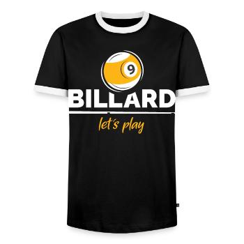 billard poule 9 que ball Logo Club Team Cup - T-shirt contrasté Homme - noir/blanc - Devant - AI Model Female 172 light (172cm) & AI Model Male 178 light (178cm)