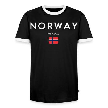 Norwegian flag, Norwegian pride - Men's Ringer Shirt - black/white - Front - AI Model Female 172 light (172cm) & AI Model Male 178 light (178cm)