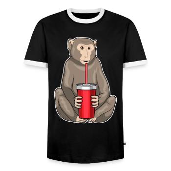 Monkey Mug à emporter - T-shirt contrasté Homme - noir/blanc - Devant - AI Model Female 172 light (172cm) & AI Model Male 178 light (178cm)