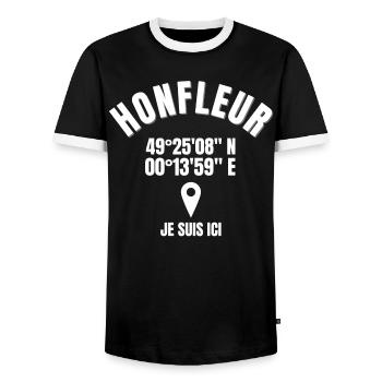 Honfleur, Normandie, côte fleurie - T-shirt contrasté Homme - noir/blanc - Devant - AI Model Female 172 light (172cm) & AI Model Male 178 light (178cm)