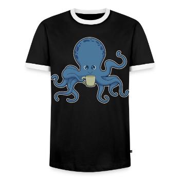 Chope pieuvre - T-shirt contrasté Homme - noir/blanc - Devant - AI Model Female 172 light (172cm) & AI Model Male 178 light (178cm)