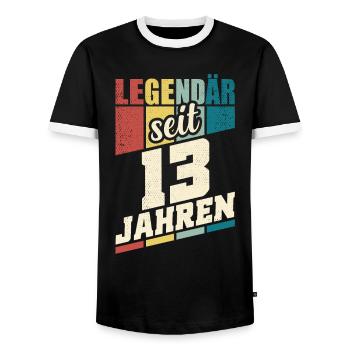 13. Geburtstag Legendär Seit 13 Jahren Legende 13 - Männer Kontrast-T-Shirt - Schwarz/Weiß - Vorne - AI Model Female 172 light (172cm) & AI Model Male 178 light (178cm)