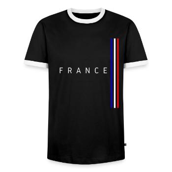Design minimaliste du drapeau de la France - T-shirt contrasté Homme - noir/blanc - Devant - AI Model Female 172 light (172cm) & AI Model Male 178 light (178cm)