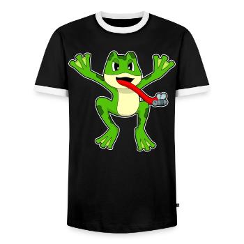 Frosch Fliege - Männer Kontrast-T-Shirt - Schwarz/Weiß - Vorne - AI Model Female 172 light (172cm) & AI Model Male 178 light (178cm)