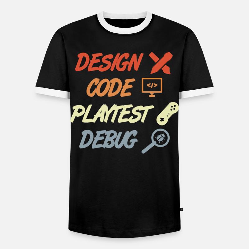 Game Development Process - Men's Ringer Shirt - black/white