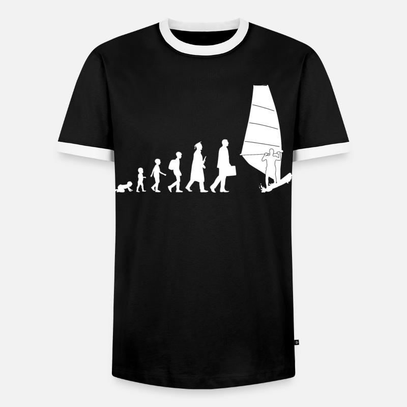 Windsurfing Evolution - Männer Kontrast-T-Shirt - Schwarz/Weiß