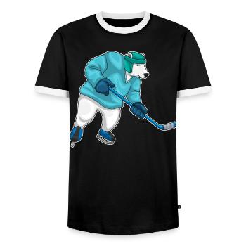 Eisbär Eishockey Eishockeyschläger - Männer Kontrast-T-Shirt - Schwarz/Weiß - Vorne - AI Model Female 172 light (172cm) & AI Model Male 178 light (178cm)
