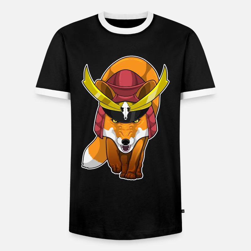 Fuchs Samurai Kampfsport - Männer Kontrast-T-Shirt - Schwarz/Weiß