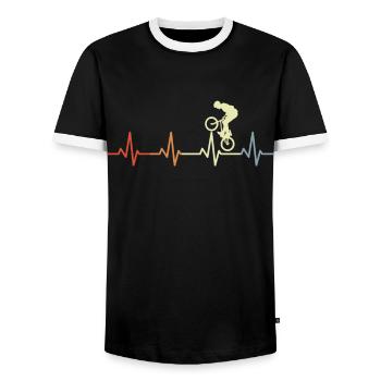 BMX Heartbeat Vintage - Men's Ringer Shirt - black/white - Front - AI Model Female 172 light (172cm) & AI Model Male 178 light (178cm)