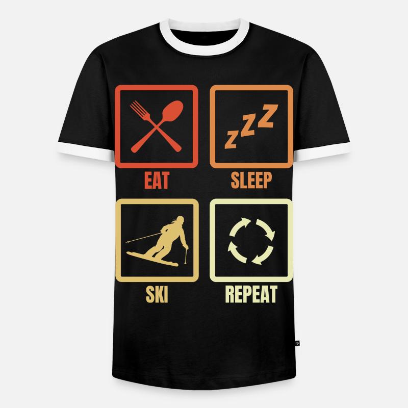 Eating, sleeping, skiing, repeating - Men's Ringer Shirt - black/white