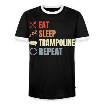 Trampolinspringen Routine - Männer Kontrast-T-Shirt - Schwarz/Weiß - Vorne - AI Model Female 172 light (172cm) & AI Model Male 178 light (178cm)