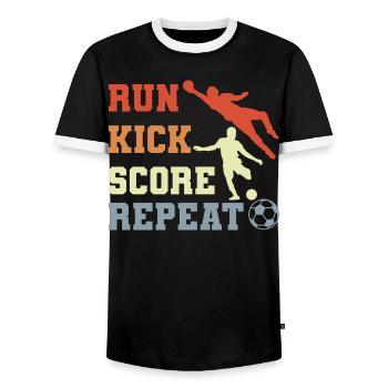 Routine de joueur de football - T-shirt contrasté Homme - noir/blanc - Devant - AI Model Female 172 light (172cm) & AI Model Male 178 light (178cm)