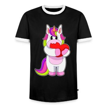 Unicorn Heart - Men's Ringer Shirt - black/white - Front - AI Model Female 172 light (172cm) & AI Model Male 178 light (178cm)