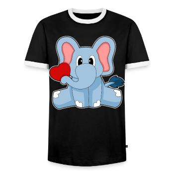 Elefant Herz - Männer Kontrast-T-Shirt - Schwarz/Weiß - Vorne - AI Model Female 172 light (172cm) & AI Model Male 178 light (178cm)