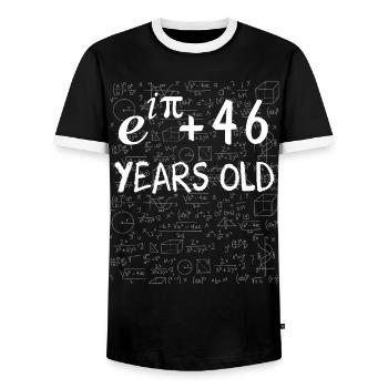 45th birthday 45 years Euler Identity math gift - Men's Ringer Shirt - black/white - Front - AI Model Female 172 light (172cm) & AI Model Male 178 light (178cm)