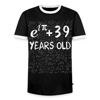 38th birthday 38 years old Euler Identity math - Men's Ringer Shirt - black/white - Front - AI Model Female 172 light (172cm) & AI Model Male 178 light (178cm)