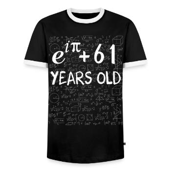 60th birthday 60 years old Euler Identity math - Men's Ringer Shirt - black/white - Front - AI Model Female 172 light (172cm) & AI Model Male 178 light (178cm)