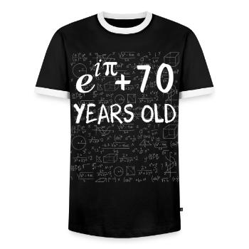 69th Birthday 69 Years Euler Identity Math Gift - Men's Ringer Shirt - black/white - Front - AI Model Female 172 light (172cm) & AI Model Male 178 light (178cm)