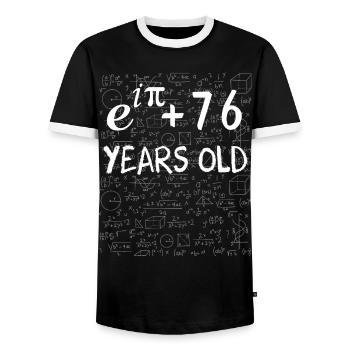 75. Geburtstag 75 Jahre Euler Identity - Männer Kontrast-T-Shirt - Schwarz/Weiß - Vorne - AI Model Female 172 light (172cm) & AI Model Male 178 light (178cm)