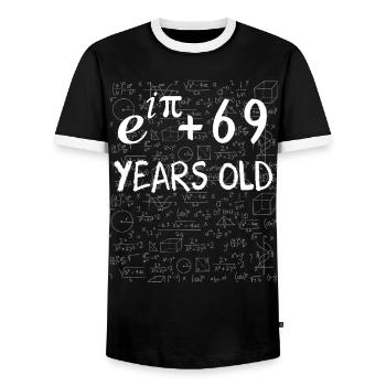 68th Birthday 68 Years Euler Identity Math Gift - Men's Ringer Shirt - black/white - Front - AI Model Female 172 light (172cm) & AI Model Male 178 light (178cm)