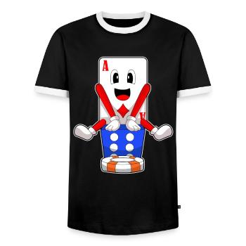 Poker Pokerchips Pokerkarten - Männer Kontrast-T-Shirt - Schwarz/Weiß - Vorne - AI Model Female 172 light (172cm) & AI Model Male 178 light (178cm)