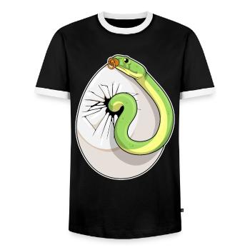 Tétine Serpent Bébé - T-shirt contrasté Homme - noir/blanc - Devant - AI Model Female 172 light (172cm) & AI Model Male 178 light (178cm)