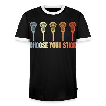Funny lacrosse slogan - Men's Ringer Shirt - black/white - Front - AI Model Female 172 light (172cm) & AI Model Male 178 light (178cm)