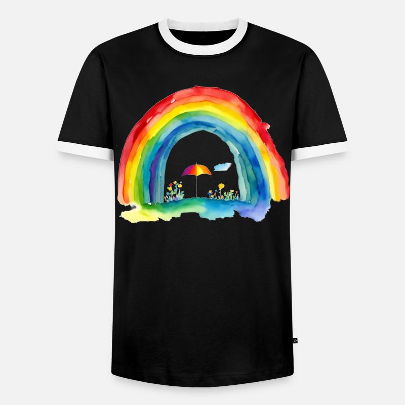 Rainbow - Men's Ringer Shirt - black/white