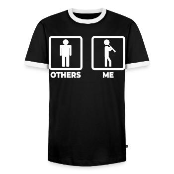 Figure de bâton de clarinette - T-shirt contrasté Homme - noir/blanc - Devant - AI Model Female 172 light (172cm) & AI Model Male 178 light (178cm)