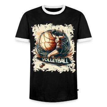 Volley-ball - T-shirt contrasté Homme - noir/blanc - Devant - AI Model Female 172 light (172cm) & AI Model Male 178 light (178cm)