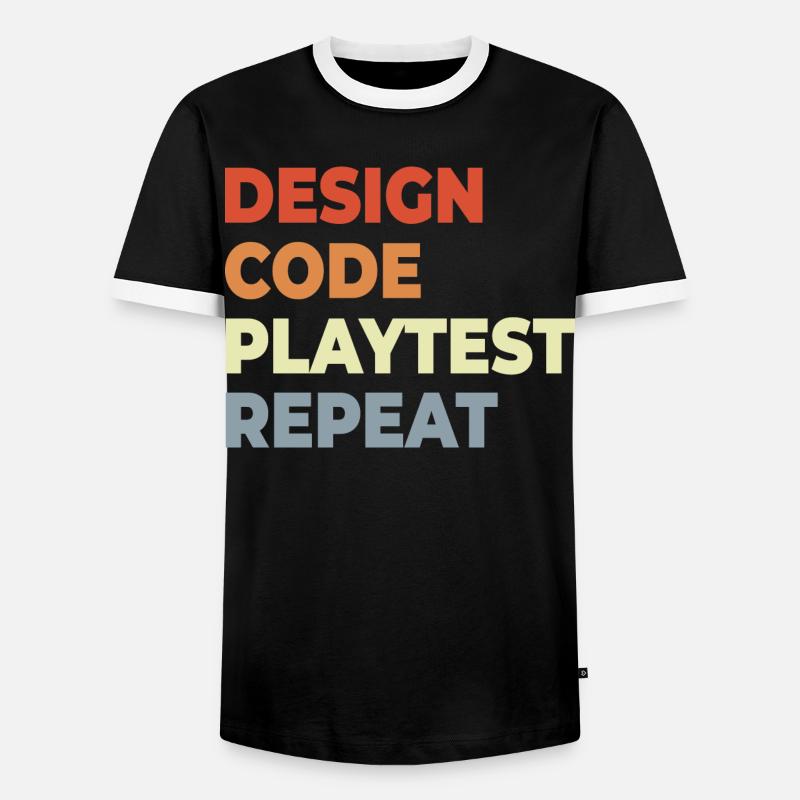 Game Development Workflow - Men's Ringer Shirt - black/white