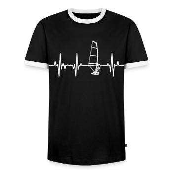 Windsurfer Heartbeat ECG - T-shirt contrasté Homme - noir/blanc - Devant - AI Model Female 172 light (172cm) & AI Model Male 178 light (178cm)