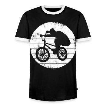 Cycliste BMX - T-shirt contrasté Homme - noir/blanc - Devant - AI Model Female 172 light (172cm) & AI Model Male 178 light (178cm)