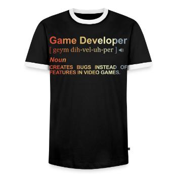 Game Developer Definition - Men's Ringer Shirt - black/white - Front - AI Model Female 172 light (172cm) & AI Model Male 178 light (178cm)