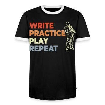 Klarinette Motivation Vintage Look - Männer Kontrast-T-Shirt - Schwarz/Weiß - Vorne - AI Model Female 172 light (172cm) & AI Model Male 178 light (178cm)