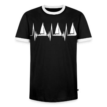 Sailing Heartbeat - Men's Ringer Shirt - black/white - Front - AI Model Female 172 light (172cm) & AI Model Male 178 light (178cm)
