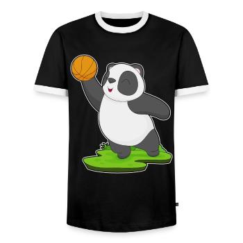 Panda Basketball Player Basketball - Men's Ringer Shirt - black/white - Front - AI Model Female 172 light (172cm) & AI Model Male 178 light (178cm)