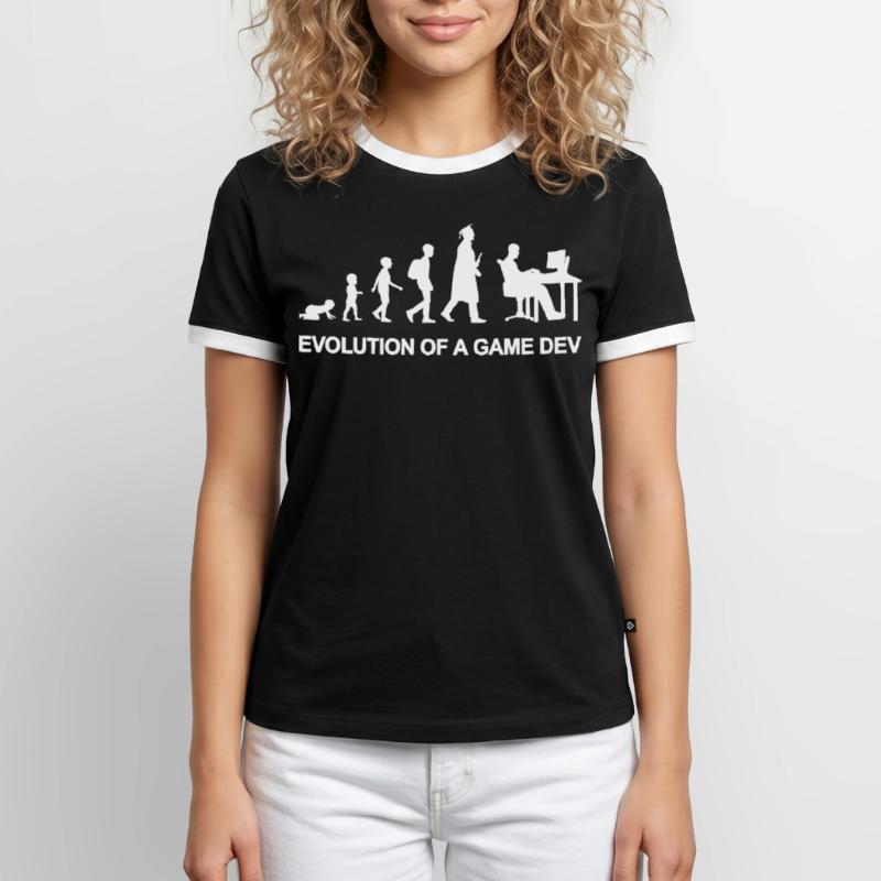 Game Developer Evolution Männer Kontrast-T-Shirt
