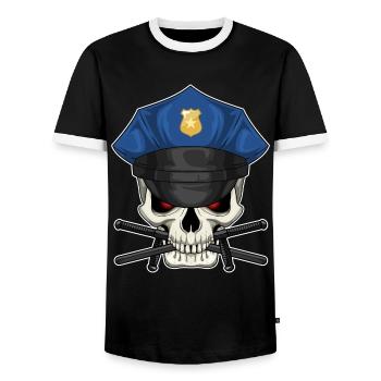 Police du Bâton du Policier du Crâne - T-shirt contrasté Homme - noir/blanc - Devant - AI Model Female 172 light (172cm) & AI Model Male 178 light (178cm)